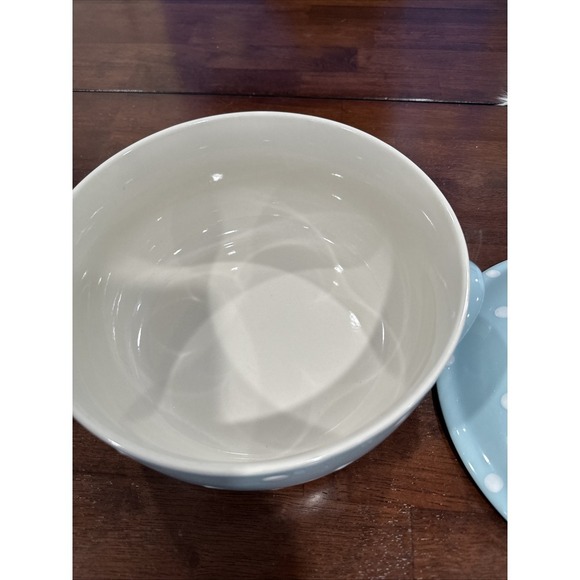 Spode Baking Days‎ 2007 A10 Round Lid Casserole Dish Blue White Polka Dots Retro - Picture 2 of 5